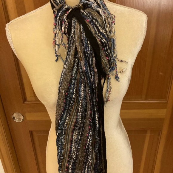 Chloe Multicolored Metallic Fringed Crochet Scarf - Picture 4 of 7